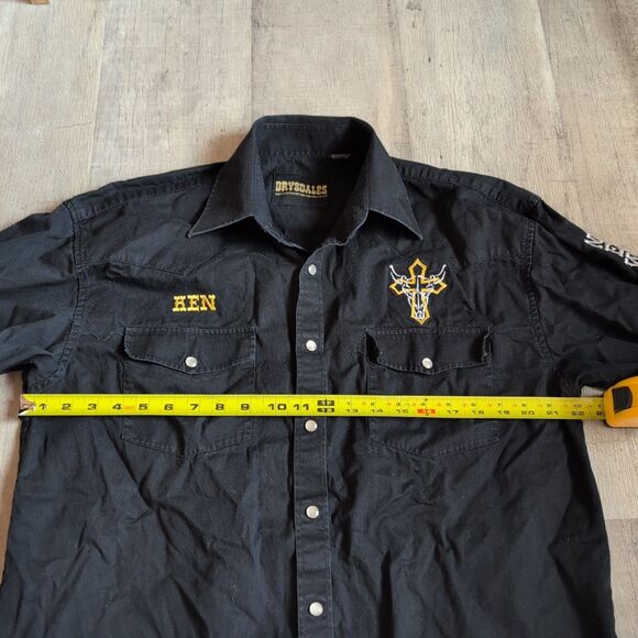 Vintage Drysdales Black Pearl Snap Button Down Shirt L Pockets New Old West - Picture 5 of 6